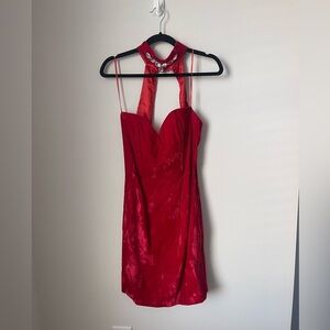 Vintage Jessica McClintok Gunne Sax Red Velvet Mini Dress